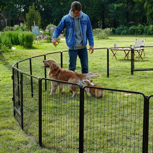 SunsGrove Dog Playpen في الهواء الطلق، شديد التحمل 24 بوصة 8 ألواح لعب للكلاب للكلاب الصغيرة والجراء، سياج لعب مجاني وآمن للكلاب في الداخل، أسود in Kuwait