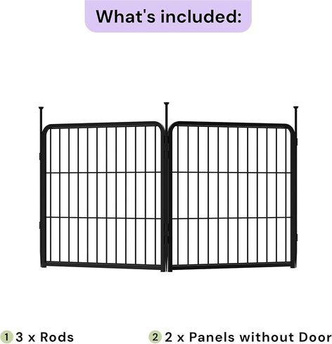 SunsGrove Dog Playpen في الهواء الطلق، شديد التحمل 24 بوصة 8 ألواح لعب للكلاب للكلاب الصغيرة والجراء، سياج لعب مجاني وآمن للكلاب في الداخل، أسود in Kuwait