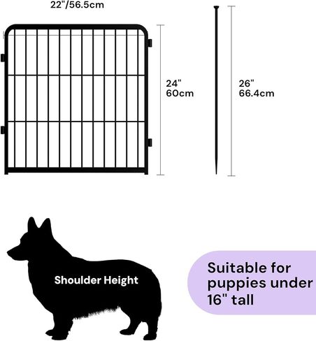 SunsGrove Dog Playpen في الهواء الطلق، شديد التحمل 24 بوصة 8 ألواح لعب للكلاب للكلاب الصغيرة والجراء، سياج لعب مجاني وآمن للكلاب في الداخل، أسود in Kuwait