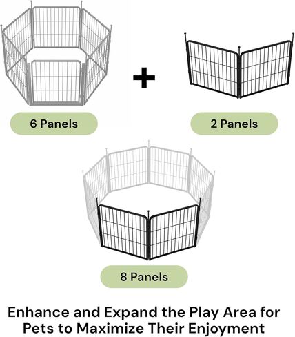 SunsGrove Dog Playpen في الهواء الطلق، شديد التحمل 24 بوصة 8 ألواح لعب للكلاب للكلاب الصغيرة والجراء، سياج لعب مجاني وآمن للكلاب في الداخل، أسود in Kuwait