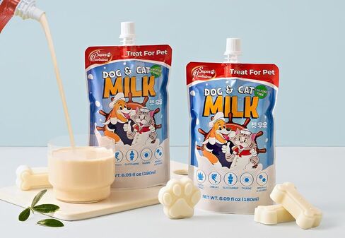 حليب الحيوانات الأليفة SuperPaw - حليب الكلاب والقطط الخالي من اللاكتوز لجميع السلالات والأعمار، سهل الهضم، تركيبة سائلة مع البروبيوتيك للمعدة الحساسة، غني بالمغذيات - 10 عبوات (60.87 أونصة) in Kuwait