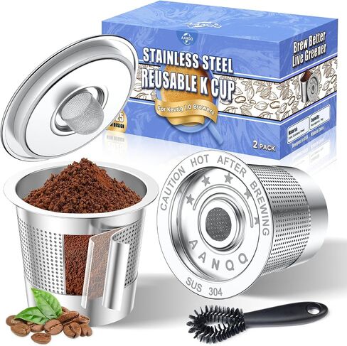 AANQQ Reusable K Cups for Keurig: Upgraded Dual-Layer Mesh Stainless Steel K Cup - Refillable Metal Coffee Pods Filter Fit Keurig 1.0 Coffee Maker - Richer Coffee/NO-Residue/Eco-Friendly (2-Pack) in Saudi Arabia