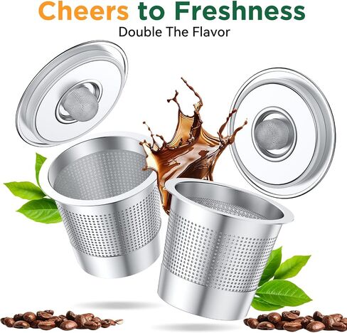 AANQQ Reusable K Cups for Keurig: Upgraded Dual-Layer Mesh Stainless Steel K Cup - Refillable Metal Coffee Pods Filter Fit Keurig 1.0 Coffee Maker - Richer Coffee/NO-Residue/Eco-Friendly (2-Pack) in Saudi Arabia
