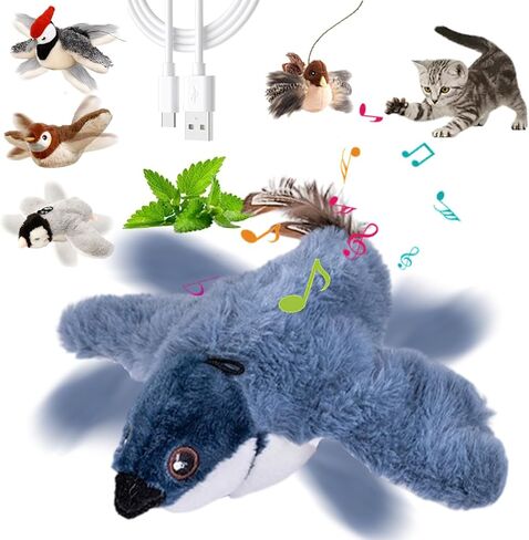 Flying Bird Cat Toy, 2026 New Flapping Bird Cat Toy, Rechargeable Chirping Bird Sparrow with Flapping Wings, Lifelike Chirp Tweet, Catnip Kicker Exercise Toys 4.0" for All Breeds (#A) in Saudi Arabia