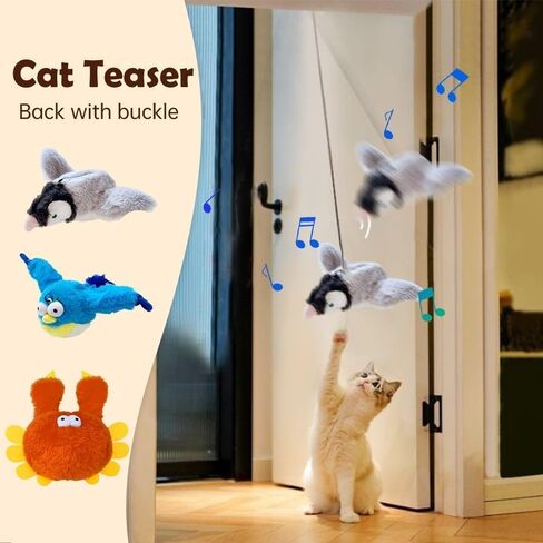 Flying Bird Cat Toy, 2026 New Flapping Bird Cat Toy, Rechargeable Chirping Bird Sparrow with Flapping Wings, Lifelike Chirp Tweet, Catnip Kicker Exercise Toys 4.0" for All Breeds (#A) in Saudi Arabia