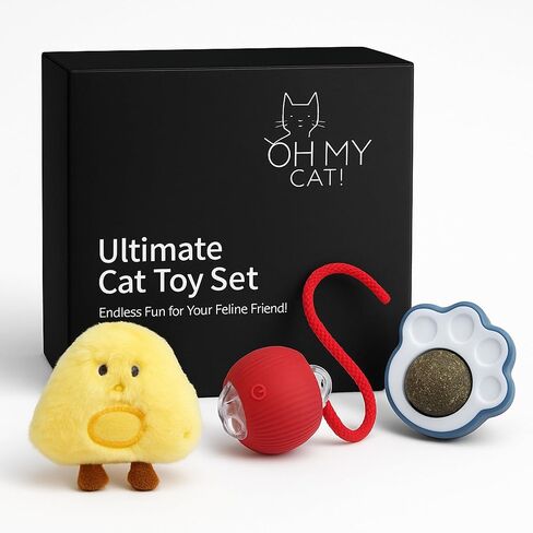 Oh My Cat! Interactive cat Toys – Automatic Electric self-Play Toy Pack Supplies for Bored Indoor Cats, Kittens, and Adult Pets; Moving Stimulation Games, Cute Catnip Ball, Funny Exercise Gift in Saudi Arabia