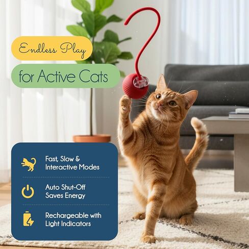 Oh My Cat! Interactive cat Toys – Automatic Electric self-Play Toy Pack Supplies for Bored Indoor Cats, Kittens, and Adult Pets; Moving Stimulation Games, Cute Catnip Ball, Funny Exercise Gift in Saudi Arabia