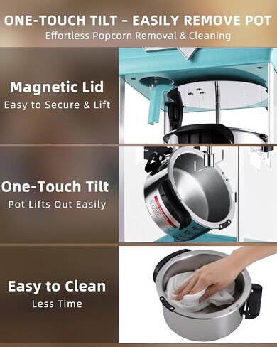 آلة الفشار، عربة آلة الفشار العتيقة بوزن 10 أونصة مع عجلات، ماكينة صنع الفشار على طراز مسرح الأفلام الاحترافية تصنع ما يصل إلى 40 كوبًا، آلة صنع الفشار للاستخدام المنزلي والتجاري (أحمر) in Kuwait