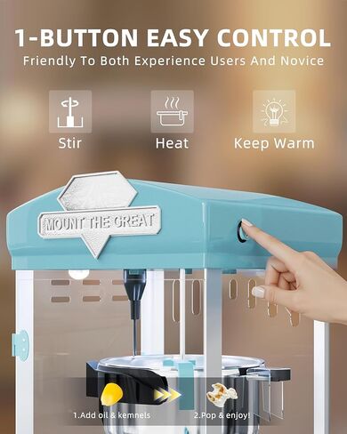 آلة الفشار، عربة آلة الفشار العتيقة بوزن 10 أونصة مع عجلات، ماكينة صنع الفشار على طراز مسرح الأفلام الاحترافية تصنع ما يصل إلى 40 كوبًا، آلة صنع الفشار للاستخدام المنزلي والتجاري (أحمر) in Kuwait