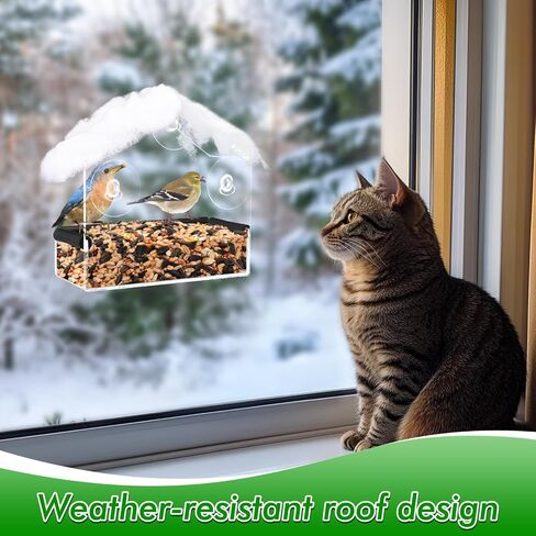 Window Bird Feeder for Cats - Clear Bird Feeder Window for Viewing with Strong Suction Cup, Interactive Cat Toys for Entertaining Watching Indoor Gifts, S in Saudi Arabia
