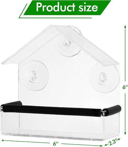 Window Bird Feeder for Cats - Clear Bird Feeder Window for Viewing with Strong Suction Cup, Interactive Cat Toys for Entertaining Watching Indoor Gifts, S in Saudi Arabia