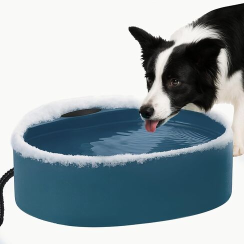 Large Heated Water Bowl for Dog & Cat, Outdoor Heated Dog Bowl with Chew Resistant Power Cord, Waterproof Heated Pet Bowl Smart Thermal-Dish in Winter for Dog Cat Chicken Birds, 108 OZ UL Certified in Saudi Arabia