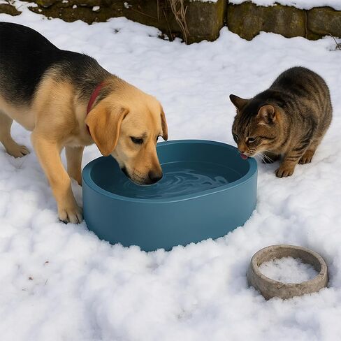Large Heated Water Bowl for Dog & Cat, Outdoor Heated Dog Bowl with Chew Resistant Power Cord, Waterproof Heated Pet Bowl Smart Thermal-Dish in Winter for Dog Cat Chicken Birds, 108 OZ UL Certified in Saudi Arabia