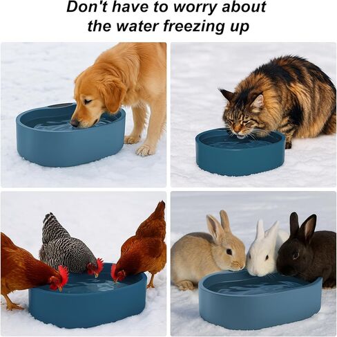 Large Heated Water Bowl for Dog & Cat, Outdoor Heated Dog Bowl with Chew Resistant Power Cord, Waterproof Heated Pet Bowl Smart Thermal-Dish in Winter for Dog Cat Chicken Birds, 108 OZ UL Certified in Saudi Arabia