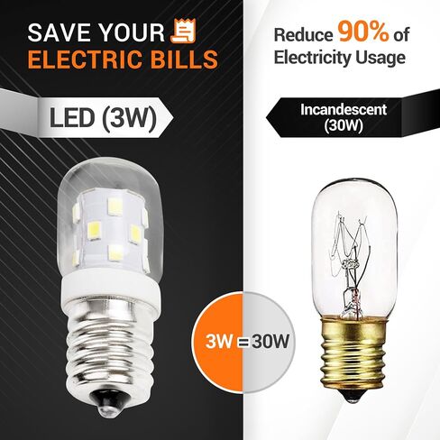BlueStars Upgraded 8206232A 3W E17 Base Microwave LED Bulb Dimmable, 6000K Cold Daylight, 40W Incandescent Equivalent, 110V-130V 240 lumens for Refrigerator Range Hood Microwave, 2 Packs in Saudi Arabia