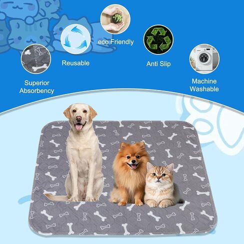 PuppyPads for Dogs,2026 Upgraded Washable Puppy Pad with Pheromones,Reusable Puppy Training Pet Pads with 4-Layer Leak Protection, Leak & Odor Proof, Non-Slip Base, Easy to Clean(Grey, M) in Saudi Arabia