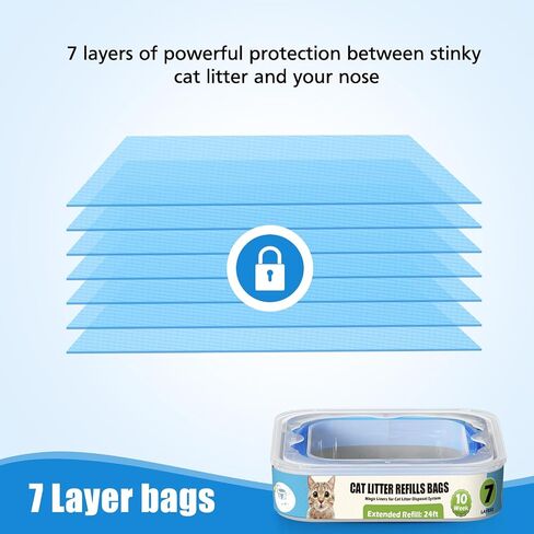 خرطوشة إعادة تعبئة فضلات القطط المتوافقة مع Genie Litter Standard، Plus وXL Cat Litter Pail، 8 عبوات in Kuwait