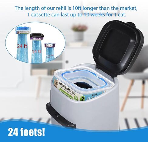خرطوشة إعادة تعبئة فضلات القطط المتوافقة مع Genie Litter Standard، Plus وXL Cat Litter Pail، 8 عبوات in Kuwait
