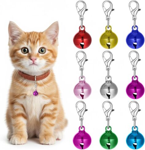 9 Pack Cat Dog Collar Bells, Colourful Pet Small Bell with Clasps Dog Collars Charms Cats Dogs Round Bell Pet Assorted Colors Collar Bells for Festival Party DIY Crafts Decoration in Saudi Arabia