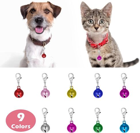9 Pack Cat Dog Collar Bells, Colourful Pet Small Bell with Clasps Dog Collars Charms Cats Dogs Round Bell Pet Assorted Colors Collar Bells for Festival Party DIY Crafts Decoration in Saudi Arabia
