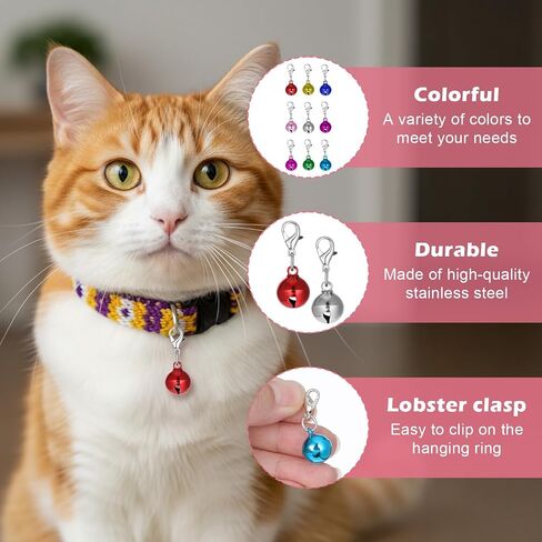 9 Pack Cat Dog Collar Bells, Colourful Pet Small Bell with Clasps Dog Collars Charms Cats Dogs Round Bell Pet Assorted Colors Collar Bells for Festival Party DIY Crafts Decoration in Saudi Arabia