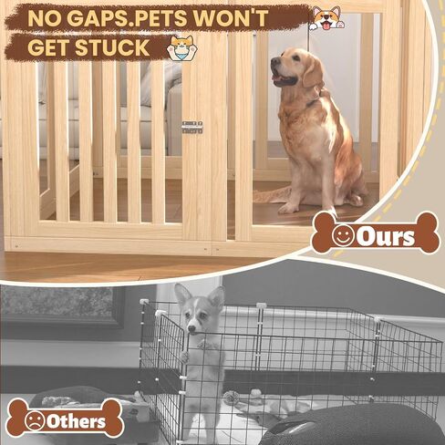 8 Panels Dog Playpen with Door, 23.6" H Pet Playpen Indoor, Clear Acrylic Puppy Playpens, Wooden Puppy Fence with Gate, Transparent Dog Pens, Pet Pen Indoor for Dogs, Cats, Rabbit, Small and Medium in Kuwait