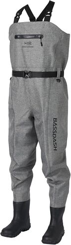 BASSDASH ثلاثية الأبعاد التمهيد لعبة القدم Wader فائقة القوة الأسود منقوشة النايلون البلاستيكية الصيد الصيد أحذية الصدر للرجال في 7 أحجام in Kuwait