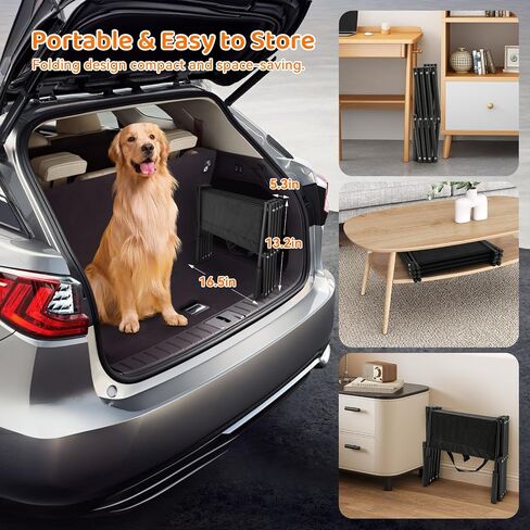 YYW Foldable Dog Stairs for Car, Portable Dog Ramps with Non-Slip Surface, Lightweight Pet Steps for Large Dogs Support Up to 180 Lbs Fits Cars, Trucks, SUVs (Dog Stairs) in Saudi Arabia