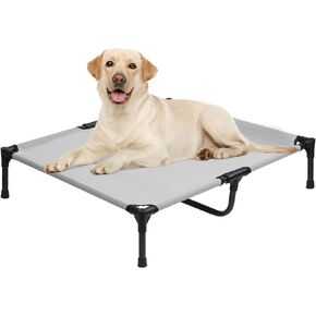 Elevated Dog Bed 42 Inch - Breathable Raised Pet Bed for Large Dogs, Waterproof Dog Cot Bed Easy to Assemble, Durable Portable Pet Cot with Non-Slip Feet, Grey in Saudi Arabia