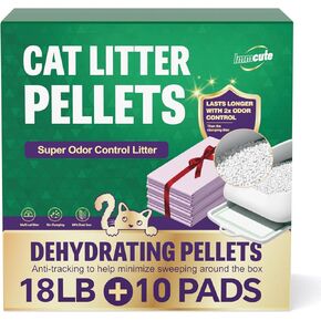 حبيبات فضلات القطط من IMMCUTE، كيس 9 رطل يدوم 60 يومًا، فضلات القطط للتحكم في الرائحة مع وسادات تبول القطط الإضافية 10 قيراط، كريات فضلات الزيوليت غير المتكتلة، تتبع منخفض، غير معطرة in Kuwait