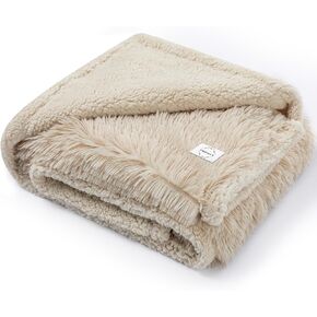 Waterproof Pet Blanket Pink Calming Dog Blankets Fluffy Long Faux Fur Pet Throw Blankets for Couch Protector Love Bed Cover Washable(Pink,L) in Saudi Arabia