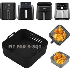 Air Fryer Silicone Liners for COSORI Air Fryer 9-in-1 5QT 5.8QT 6QT 6.8QT,2 Pcs Reusable Square Airfryer Liners for Ninja/Instant Pot Vortex Plus/Paris Hilton/Chefman/Cuisinart/Gourmia 6QT in Kuwait