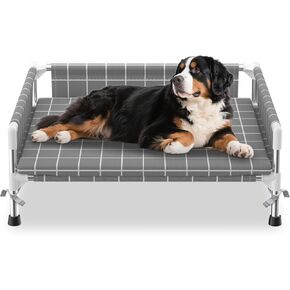 Elevated Dog Bed with Three-Sided Fence and Removable Cushion - Anti-Slip Feet, Stable Design, Easy Assembly, Indoor Relaxation & Outdoor Activities for Small Dogs, All-Season Comfort in Saudi Arabia