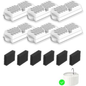 استبدال مرشحات نافورة المياه السيراميكية للقطط، لنافورة السيراميك سعة 2.2 لتر/74 أونصة، و6 مرشحات كربون و6 إسفنجات in Kuwait