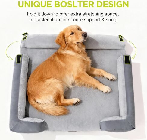 Extra Large Dog Bed, Orthopedic XL Washable Memory Foam Bed for Big Dogs Waterproof Pet Couch Sofa Bolster with Removable Cover, Non-Slip Bottom, Tennis Ball Toy, 42x30 in Saudi Arabia