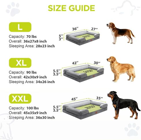 Extra Large Dog Bed, Orthopedic XL Washable Memory Foam Bed for Big Dogs Waterproof Pet Couch Sofa Bolster with Removable Cover, Non-Slip Bottom, Tennis Ball Toy, 42x30 in Saudi Arabia