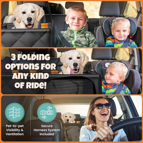 Backseat Cover for Dogs in Car with 2x Storage Boxes - Waterproof Dog Car Seat Cover, Backseat Extender Clip Strap, Carry Bag - Hammock Bed Seat Extender for Dogs, Pet Protector for SUV Truck in Saudi Arabia