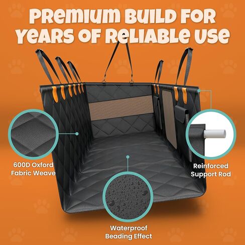 Backseat Cover for Dogs in Car with 2x Storage Boxes - Waterproof Dog Car Seat Cover, Backseat Extender Clip Strap, Carry Bag - Hammock Bed Seat Extender for Dogs, Pet Protector for SUV Truck in Saudi Arabia