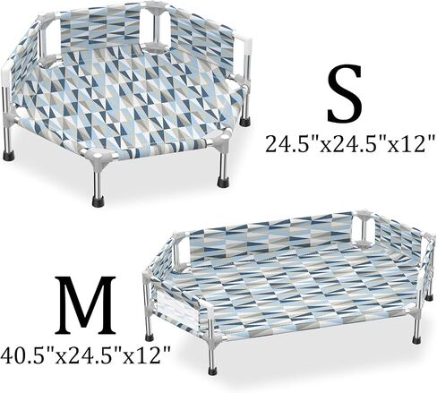 Elevated Dog Bed with Guardrail, Cooling Outdoor Pet Cot with 3-Sided Fence，Raised Dog Cot with Metal Frame, Easy to Assemble in Saudi Arabia