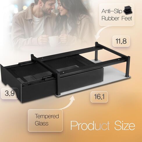 حامل كبسولات القهوة مع درج السكك الحديدية لنسبرسو - سعة 40 كبسولة لكبسولات نسبرسو فيرتولين وأكواب K - زجاج مقسى وقاعدة معدنية مضادة للانزلاق منظم كبسولات القهوة 16.14 × 11.81 × 3.94 in Kuwait