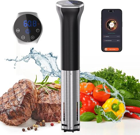 طباخ Sous Vide، آلة Sous Vide بقدرة 1100 واط، طباخ دقيق لدورة غمر مع تحكم باللمس، درجة حرارة دقيقة، هادئ للغاية، مقاوم للماء IPX7، تسخين سريع والتحكم في الوقت in Kuwait