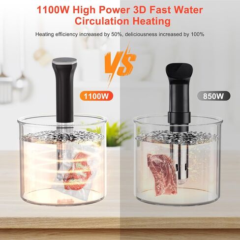 طباخ Sous Vide، آلة Sous Vide بقدرة 1100 واط، طباخ دقيق لدورة غمر مع تحكم باللمس، درجة حرارة دقيقة، هادئ للغاية، مقاوم للماء IPX7، تسخين سريع والتحكم في الوقت in Kuwait