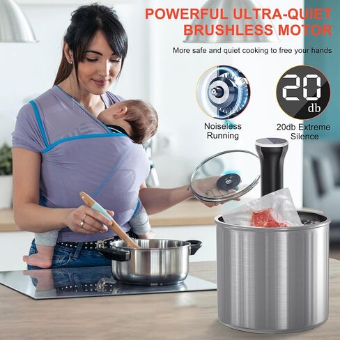 طباخ Sous Vide، آلة Sous Vide بقدرة 1100 واط، طباخ دقيق لدورة غمر مع تحكم باللمس، درجة حرارة دقيقة، هادئ للغاية، مقاوم للماء IPX7، تسخين سريع والتحكم في الوقت in Kuwait
