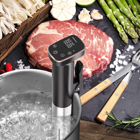 طباخ Sous Vide، آلة Sous Vide بقدرة 1100 واط، طباخ دقيق لدورة غمر مع تحكم باللمس، درجة حرارة دقيقة، هادئ للغاية، مقاوم للماء IPX7، تسخين سريع والتحكم في الوقت in Kuwait