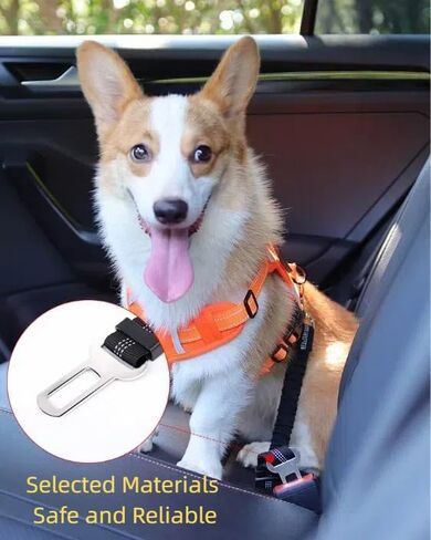 Heavy-Duty Retractable Dog Car Harness - Adjustable Nylon Safety Seat Belt for Small to Large Dogs, Elastic & Vehicle-Compatible in Saudi Arabia