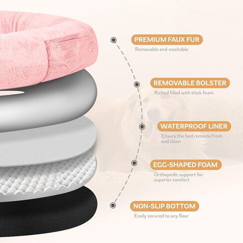 سرير كلب بشري، مقاس 71 بوصة × 45 بوصة × 14 بوصة بحجم بشري للبالغين يناسب الحيوانات الأليفة، سرير قابل للغسل من الفرو الصناعي لتقويم العظام مع جيب للتخزين، جملي in Kuwait