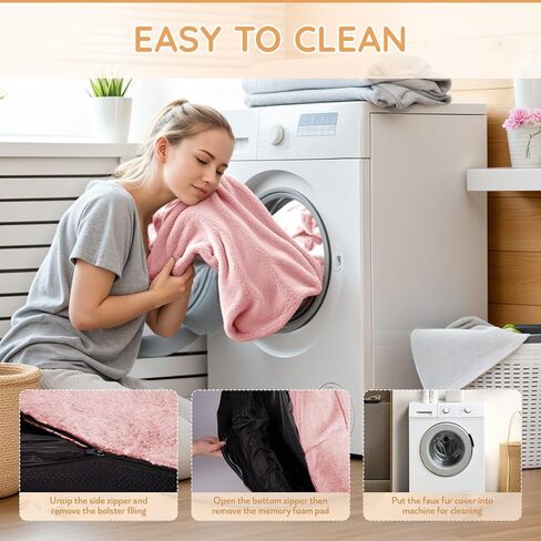 سرير كلب بشري، مقاس 71 بوصة × 45 بوصة × 14 بوصة بحجم بشري للبالغين يناسب الحيوانات الأليفة، سرير قابل للغسل من الفرو الصناعي لتقويم العظام مع جيب للتخزين، جملي in Kuwait