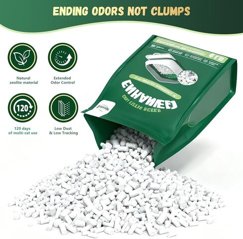 حبيبات فضلات القطط من IMMCUTE، كيس 9 رطل يدوم 60 يومًا، فضلات القطط للتحكم في الرائحة مع وسادات تبول القطط الإضافية 10 قيراط، كريات فضلات الزيوليت غير المتكتلة، تتبع منخفض، غير معطرة in Kuwait