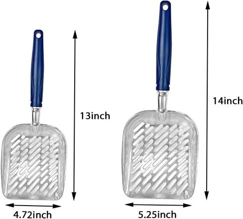 Small Cat Litter Scoop with Long Handle - Aluminum Alloy Sifter for Clumping Litter, Diagonal Sifting Hole for Easy Poop Cleaning, Lightweight & Durable, 13" x 4.72", Blue Handle in Saudi Arabia