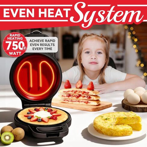 Flip Pancake Maker Machine, Ceramic Coated Pancake Pan for 6.5 Inch Pancakes, Omelette, Crepe & Quesadilla, Frittata, Double Sided Omelette Pan Nonstick, Graphite in Saudi Arabia